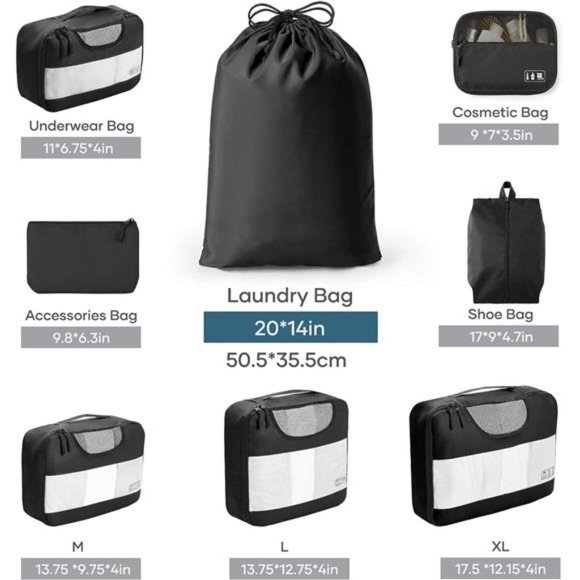 8Pcs Packing Cubes for Suitcases Organizer Bags Set for Travel Essentials Bags - Picture 3 of 6